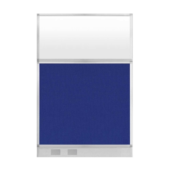 Hush Panel Configurable Cubicle Partition 4' x 6' Royal Blue Fabric Frosted Window w/ Cable Channel
